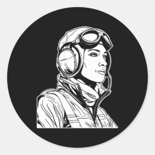 Airplane Pilot Aviation Aircraft Flying Fly Aviato Classic Round Sticker