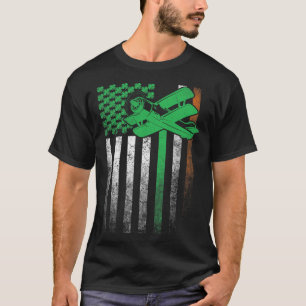 Airplane Pilot Flying Irish American Flag St. Patr T-Shirt