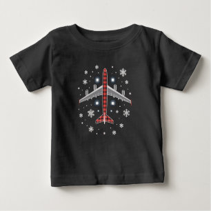 Airplane Plaid Christmas Pilot Baby T-Shirt