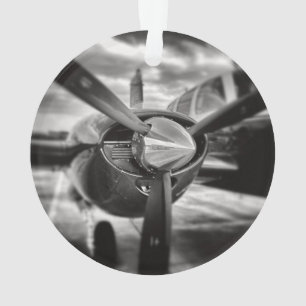 Airplane propeller Black and White Ornament