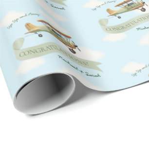 Airplane Vintage Baby Shower Wrapping Paper
