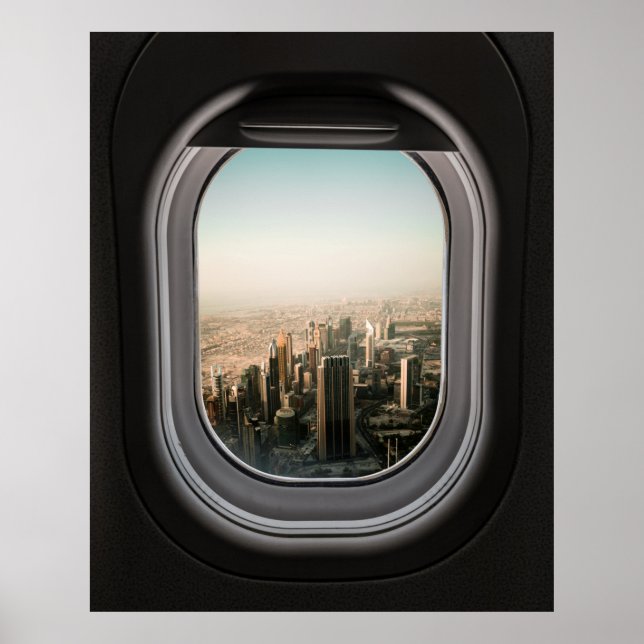 AIRPLANE WINDOW VIEW OF CITY DURING DAYTIME POSTER (Front)
