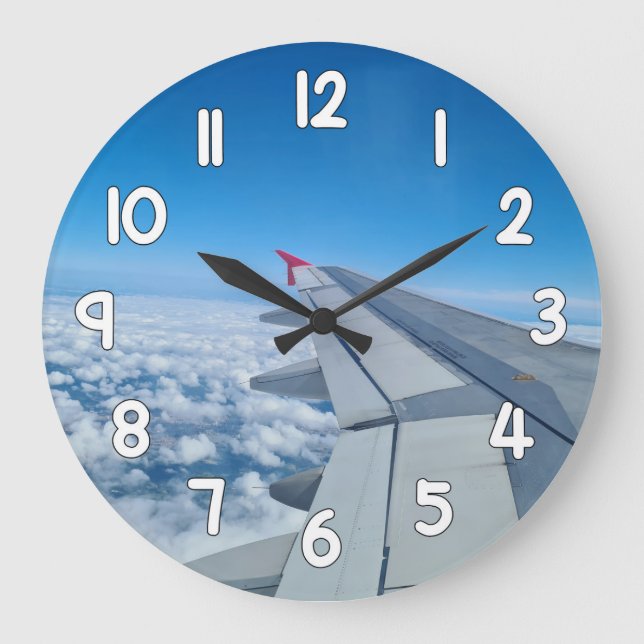 Airplane Wing Wall Clock – Blue Sky Travel Aviatio (Front)