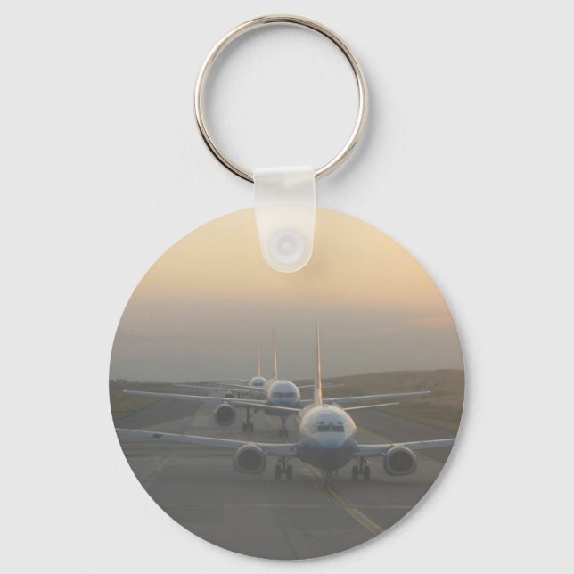 Airplanes on a Runway Key Ring (Front)