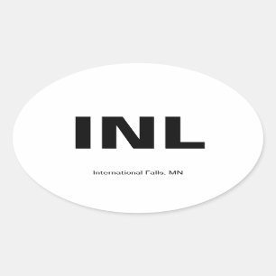 Airport Code - International Falls, Minnesota Oval Sticker