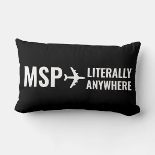 Airport Code Travel Lover Nomad Black White Lumbar Cushion