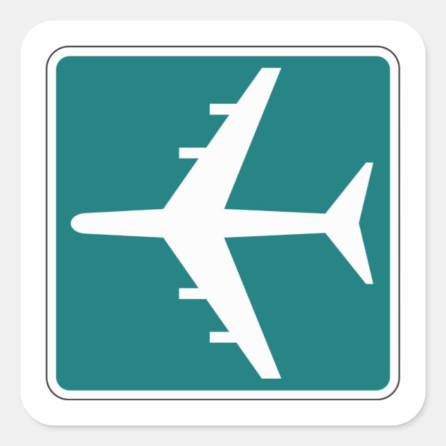 Airport Symbol Sign Aeroplane Travel Icon  Square Sticker (Front)