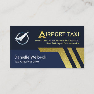 Airport Taxi Gold Aeroplane Runway Business Card