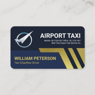 Airport Taxi Gold Airplane Runway Business Card