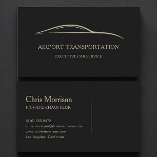Airport Transportation Black & Gold Business Card