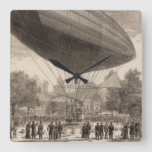 Airship at Auteuil Square Wall Clock