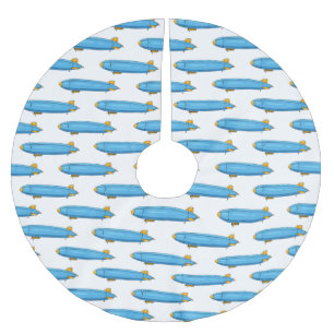 Airship cartoon illustration  brushed polyester tree skirt