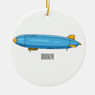 Airship cartoon illustration ceramic ornament