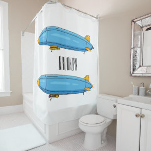 Airship cartoon illustration shower curtain