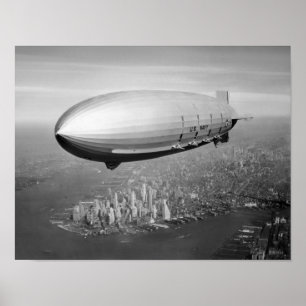 Airship Flying Over New York City Poster