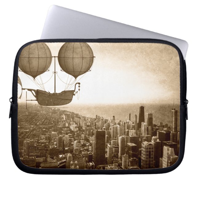 Airship Over Chicago Laptop Sleeve (Front)