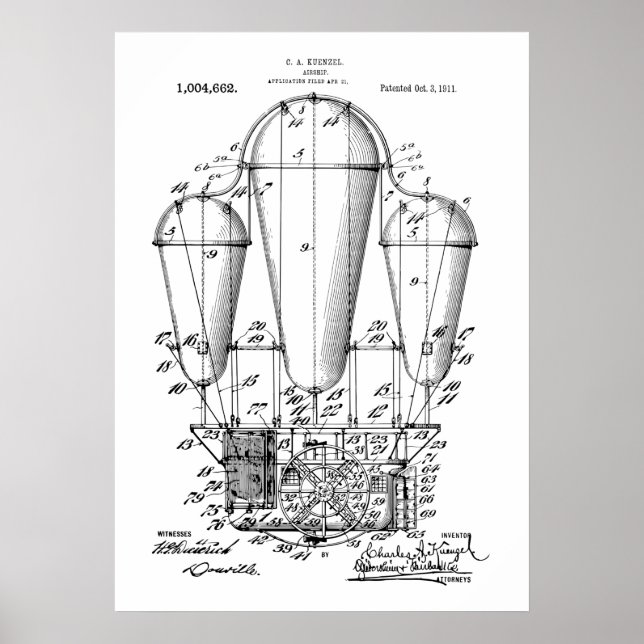 Airship Steampunk Patent Poster (Front)
