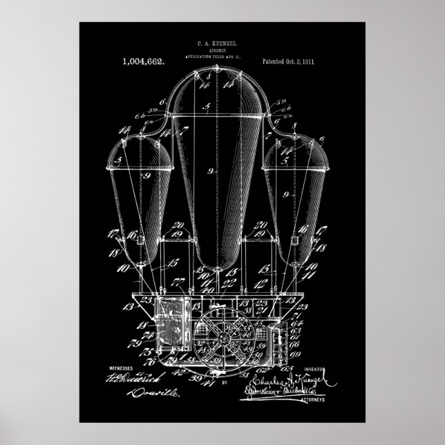 Airship Steampunk Patent Poster (Front)