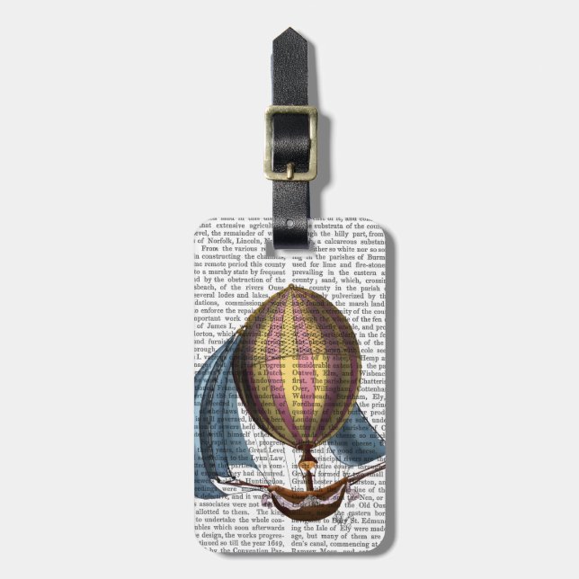 AirShip with Blue Sails Luggage Tag (Front Vertical)