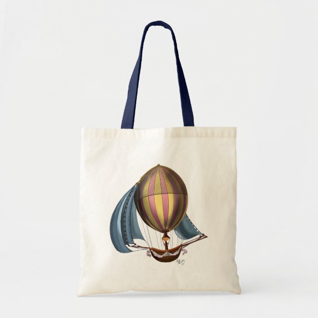 AirShip with Blue Sails Tote Bag (Front)
