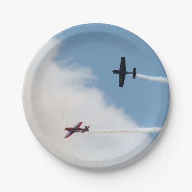 Airshow Fixed Wing Aeroplane Dogfight Paper Plate (Front)
