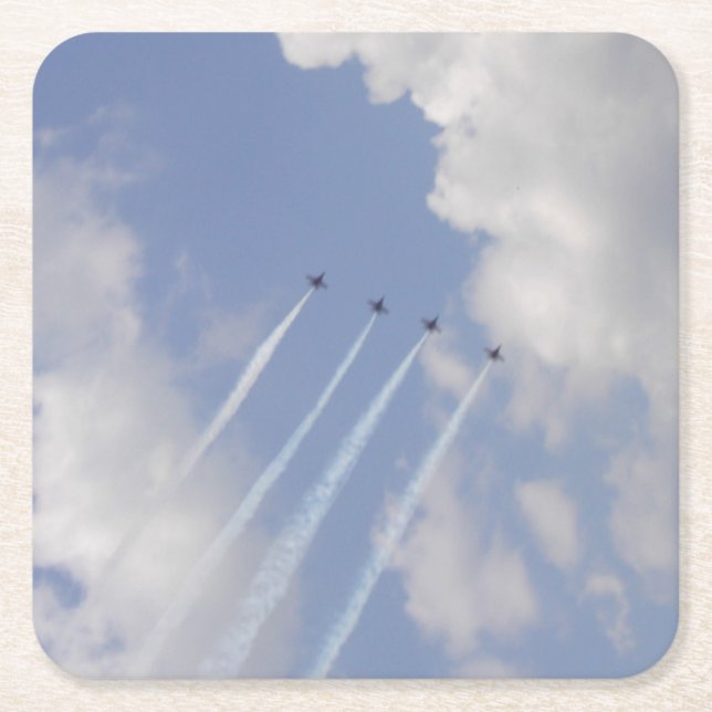 Airshow Military Jet Formation Square Paper Coaster (Front)