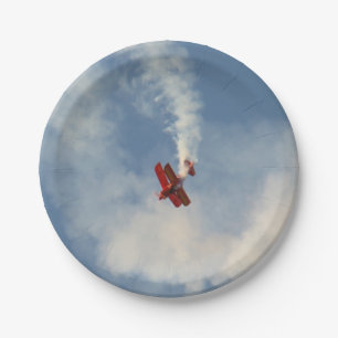 Airshow Stunt Biplane Paper Plate