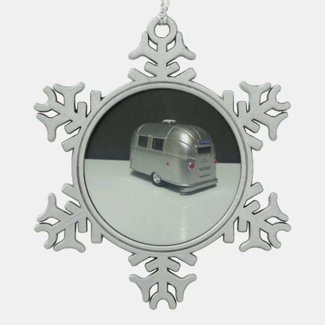 airstream bumper camper snowflake pewter christmas ornament (Front)