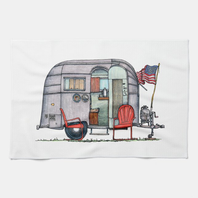 Airstream Trailer Tea Towel (Horizontal)