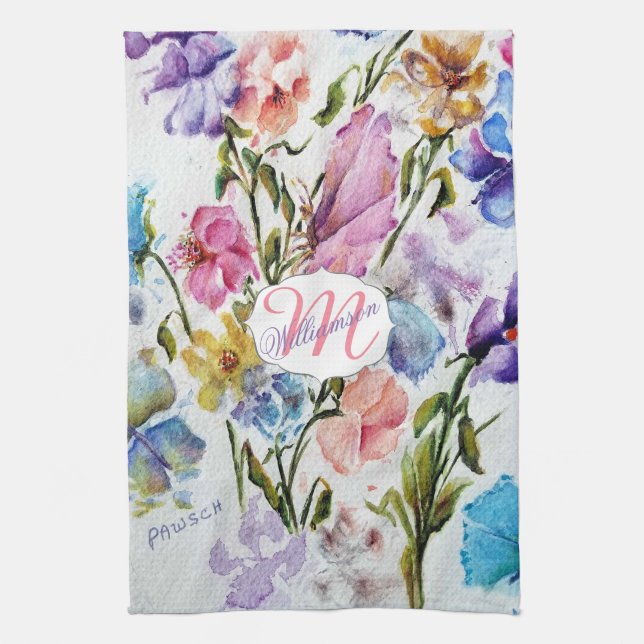 AIRY AND WHIMSICAL FLORAL PATTERN TEA TOWEL (Vertical)