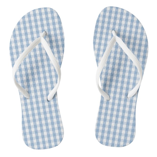 Airy Blue Gingham Check Thongs (Footbed)