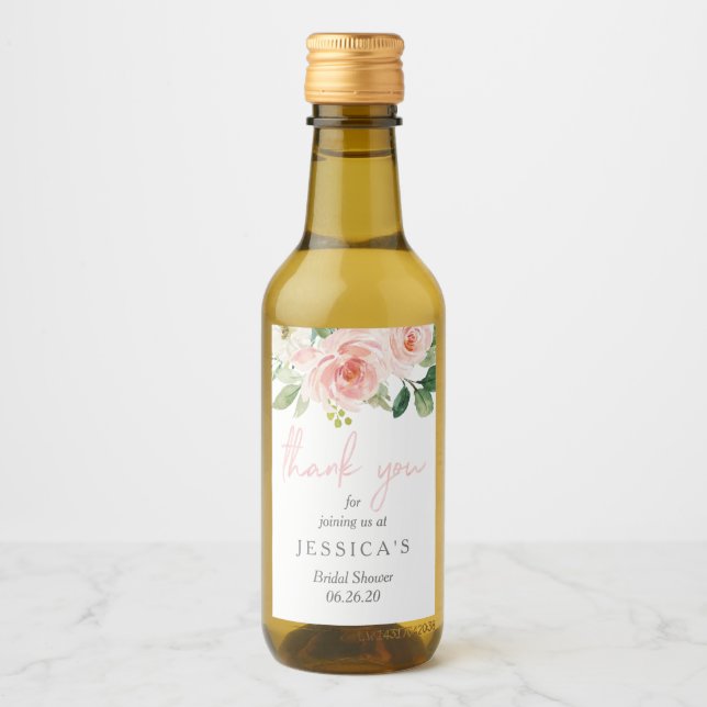 Airy Blush Mini Wine Bottle Label (Front)