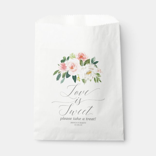 Airy Blush Wedding Favour Bag Love is Sweet (Front)