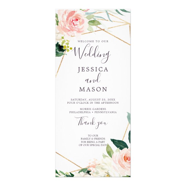 Airy Blush Wedding Program - Ceremony Program Rack Card (Front)