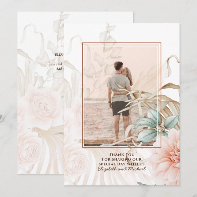 Airy BOHO Pampas Grass Light Peach Wedding Save The Date (Front/Back)