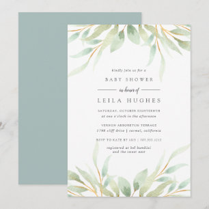 Airy Botanical Baby Shower Invitation