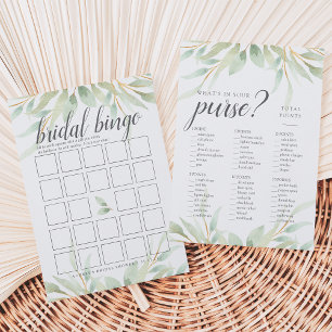 Airy Botanical Double-Sided Bridal Shower Game Invitation