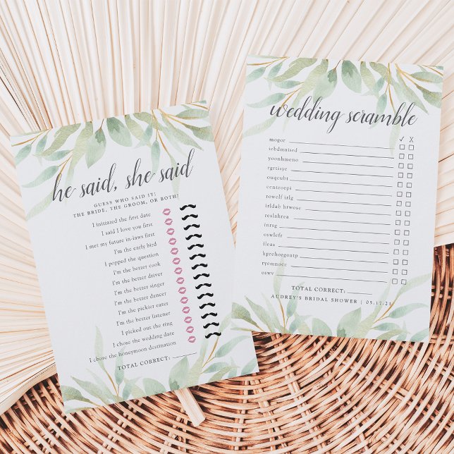 Airy Botanical Double-Sided Bridal Shower Game Invitation (Creator Uploaded)