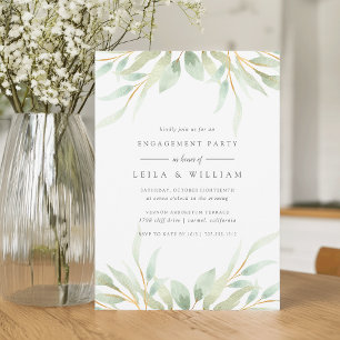 Airy Botanical Engagement Party Invitation
