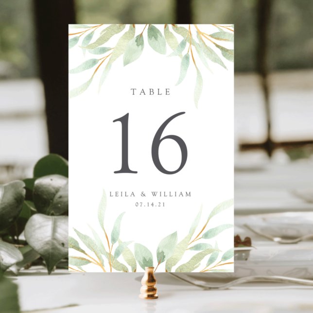 Airy Botanical Personalised Table Number Card (Creator Uploaded)