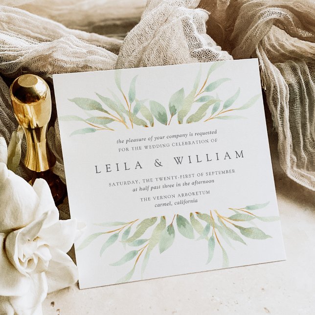 Airy Botanical Wedding Invitation | Square (Creator Uploaded)