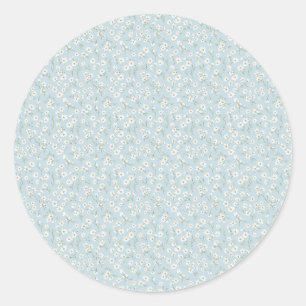 Airy Chamomile & Sky Blue Wildflower Meadow Classic Round Sticker