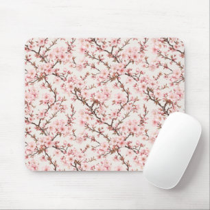 Airy Cherry Blossom Botanical Art Mouse Pad
