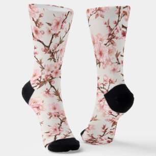 Airy Cherry Blossom Botanical Art Socks