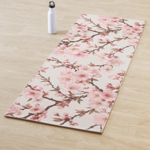 Airy Cherry Blossom Botanical Art Yoga Mat