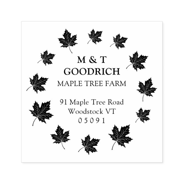 Airy Circle of Maple Leaves Return Address.  Rubber Stamp (Imprint)