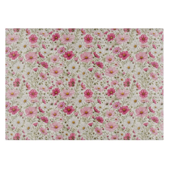Airy Cosmos Flower Stems Cutting Board (Front)