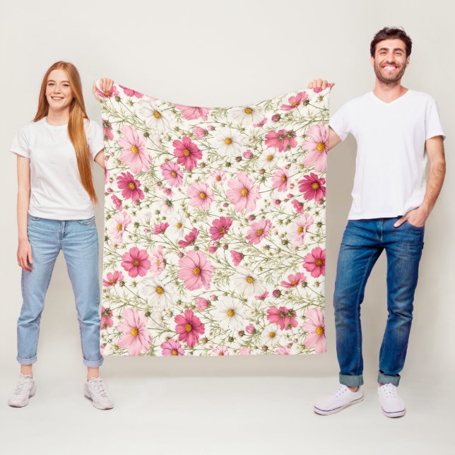 Airy Cosmos Flower Stems Fleece Blanket (In Situ)