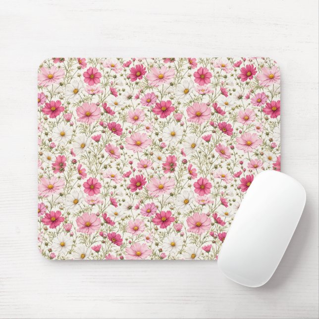 Airy Cosmos Flower Stems Mouse Pad (With Mouse)