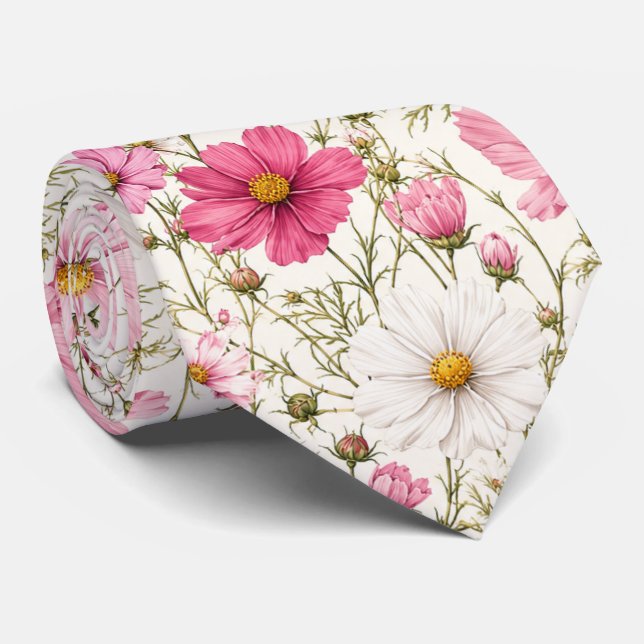 Airy Cosmos Flower Stems Tie (Rolled)